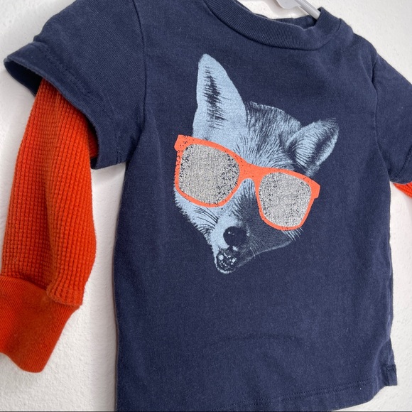 Little maven Tori spelling fox sun glasses double layer tee tshirt Sz  12-18 mo - Picture 2 of 3